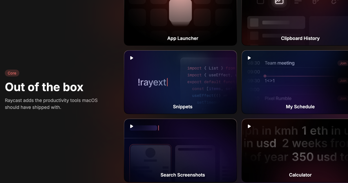 Raycast - initial setup screen screenshot